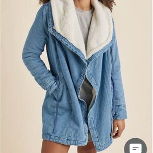 NWT Sherpa Lined Denim Coat